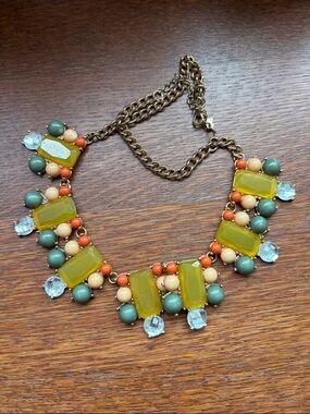 Statement Bib Necklace in Yellow, Turquoise , Green and Coral